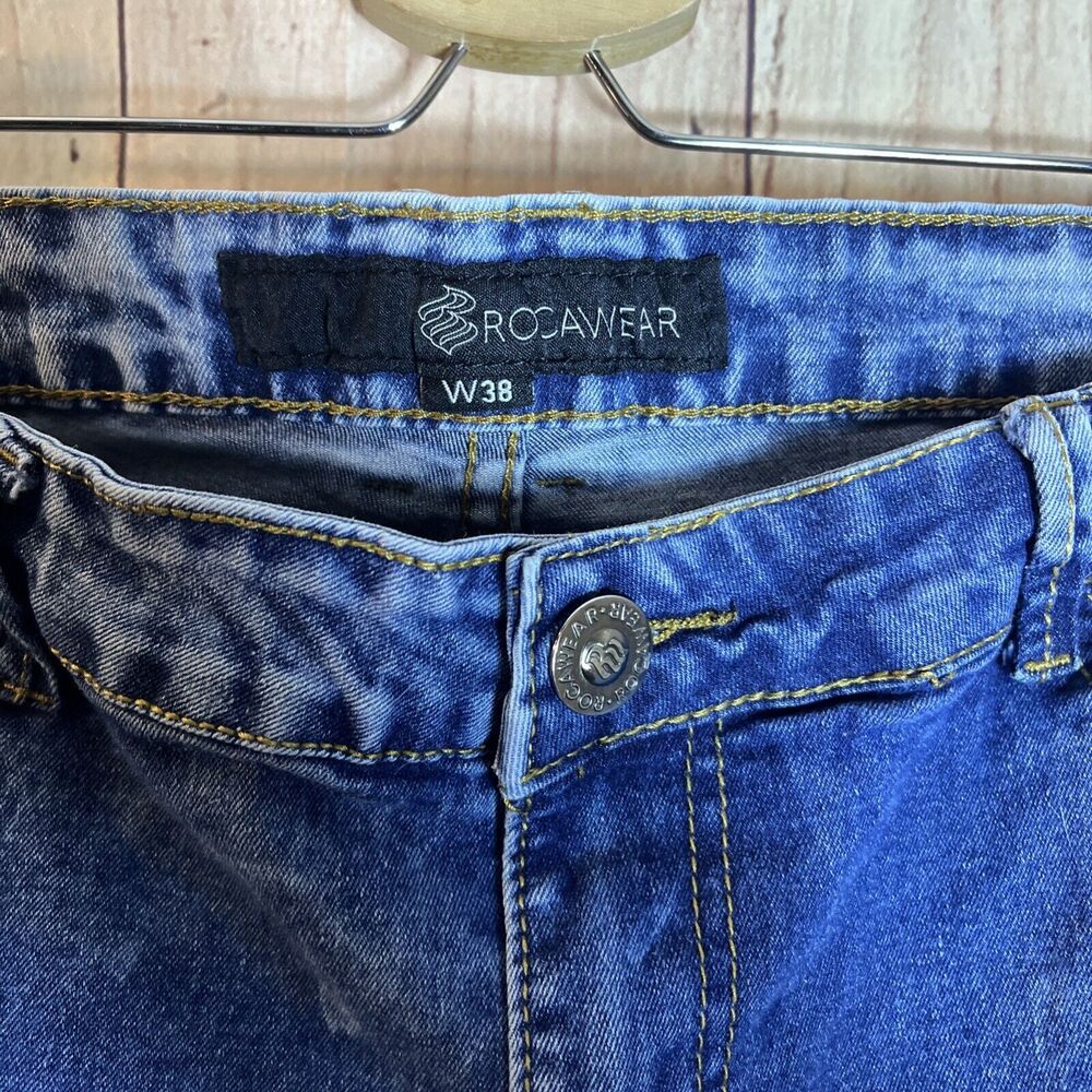 Rocawear 38 X32 Waist Skinny Jeans Modern Slim Stretch Flex Denim Acid Wash Cool - Picture 4 of 8